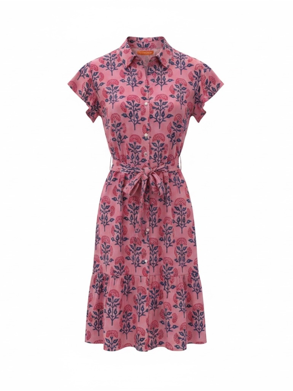 Oliphant Ruffle Collar 100% Cotton Mini Dress Sconset Pink